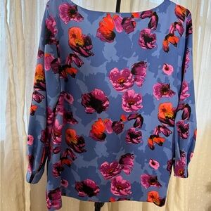 Banana Republic Floral Blue and Pink Women's Top